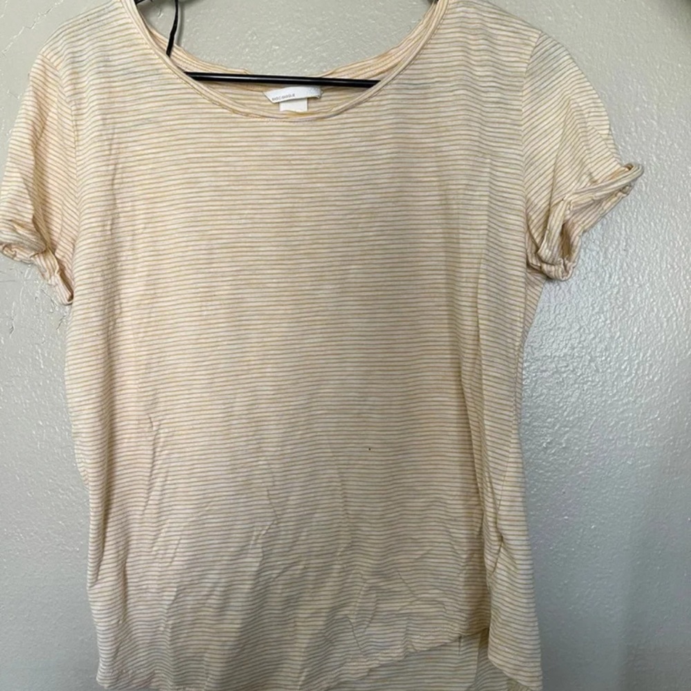 Yellow and white striped t-shirt